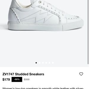 Zadig + Voltaire white studded low top sneaker